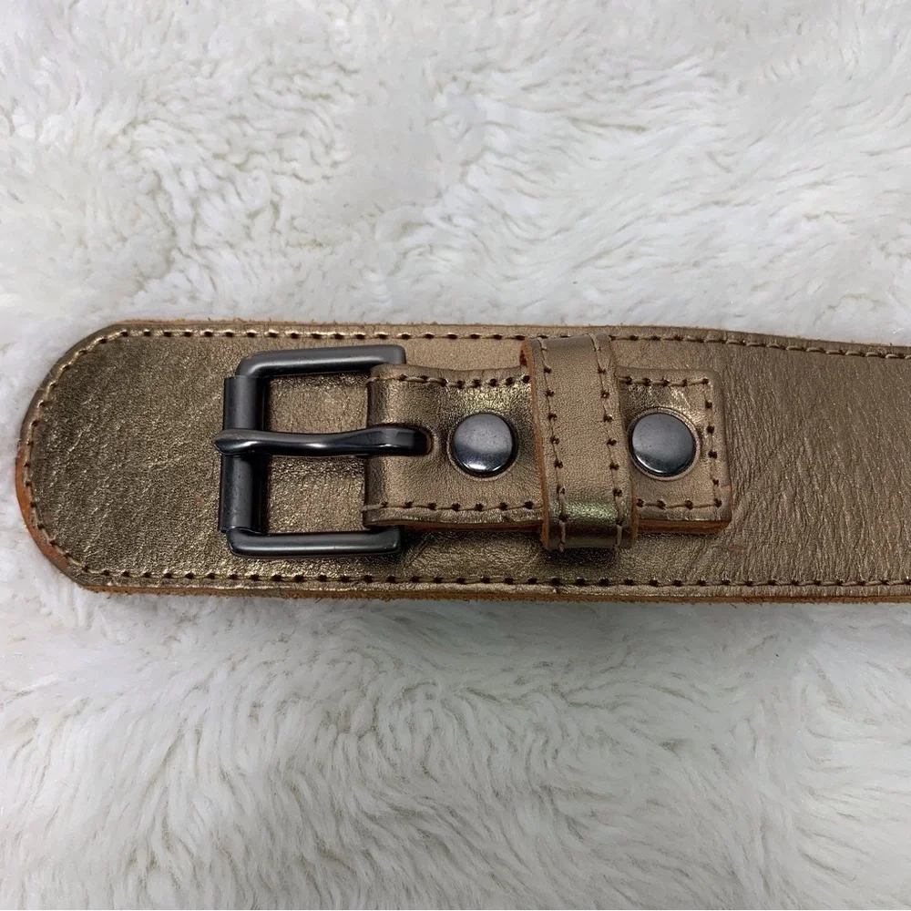 J.Jill Women's Genuine Leather Gold Belt Size Small